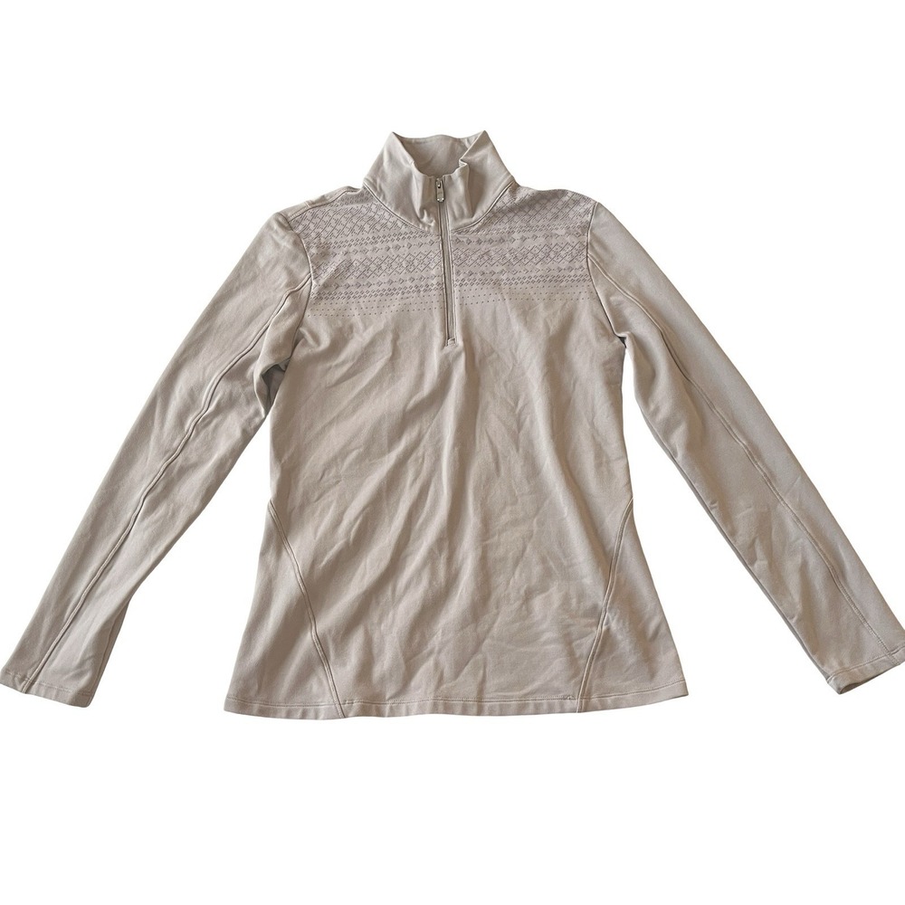 Nivo Sport Women's Size M Tan‎ Beige Quarter Zip Athletic Fair Isle Geometric